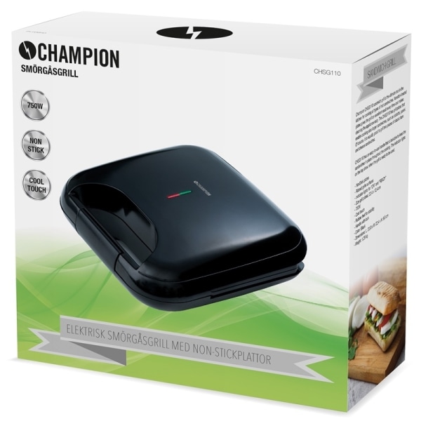 Champion Smörgåsgrill Multi 22x12cm 750W SG110 Svart