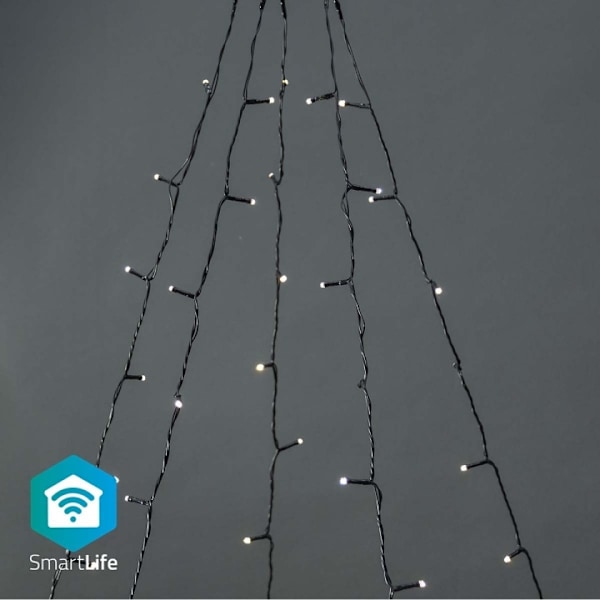 Nedis SmartLife Julbelysning | Träd | Wi-Fi | Varm Vit | 200 LED's | 20.0 m | 5 x 4 m | Android™ / IOS Svart