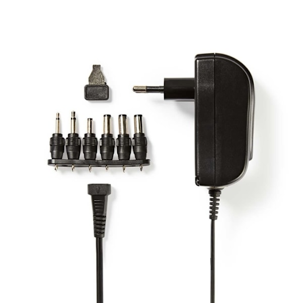 Nedis Universal AC Power Adapter | 18 W | 3 - 12 V DC | 1.80 m | 2.1 A | 6 plug(s) | Sort Sort
