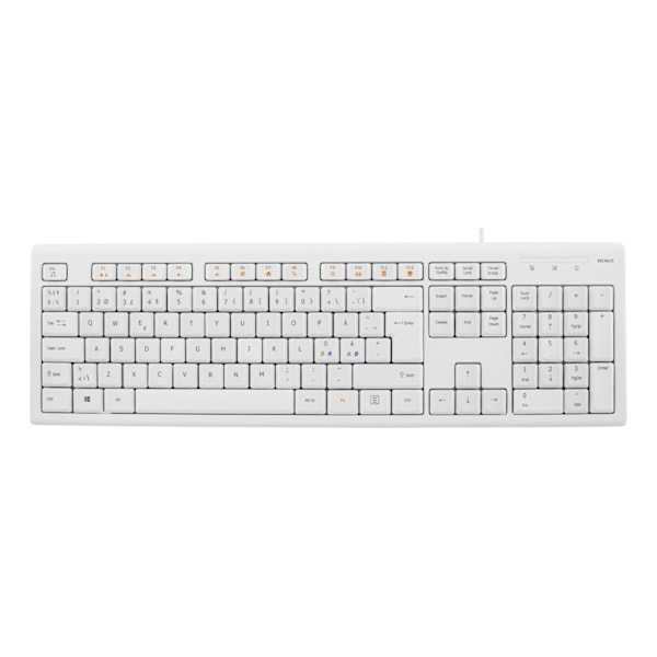 DELTACO näppäimistö, pohjoismainen asettelu, USB, 1,1m kaapeli, valk.