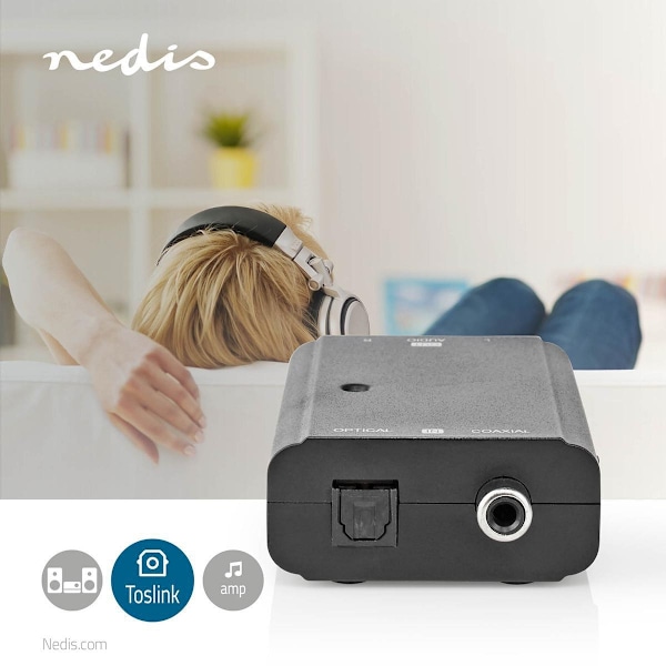 Nedis Digital Audio Omvandlare | Tvåvägs | Anslutningsingång: 1x S/PDIF (RCA) Hona / 1x TosLink Hona | Anslutningsutgång: 2x RCA Hona | ARC | Instrukt