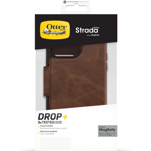 Otterbox Strada MagSafe lompakkokotelo, iPhone 15 Pro Max, ruskea Brun