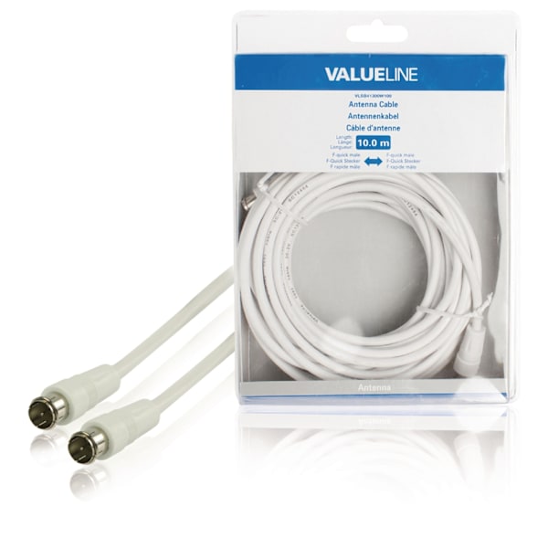 Valueline Antennekabel F-Han Quick - F-Han Quick 10.0 m Hvid