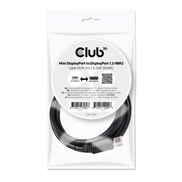 CLUB3D Mini DisplayPort - DisplayPort 1,2 M/M 2m/6,56ft 4K60Hz
