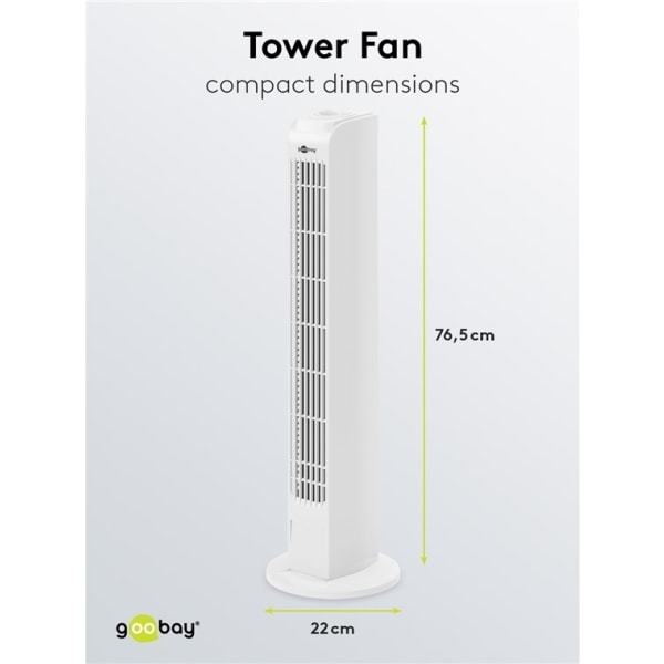 Goobay Tornfläkt oscillerande, tyst kolonnfläkt med nätkabel, vi