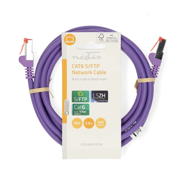 Nedis CAT6 Verkkokaapeli | RJ45 uros | RJ45 uros | S/FTP | 2.00 m | Pyöreä | LSZH | Violetti | Label