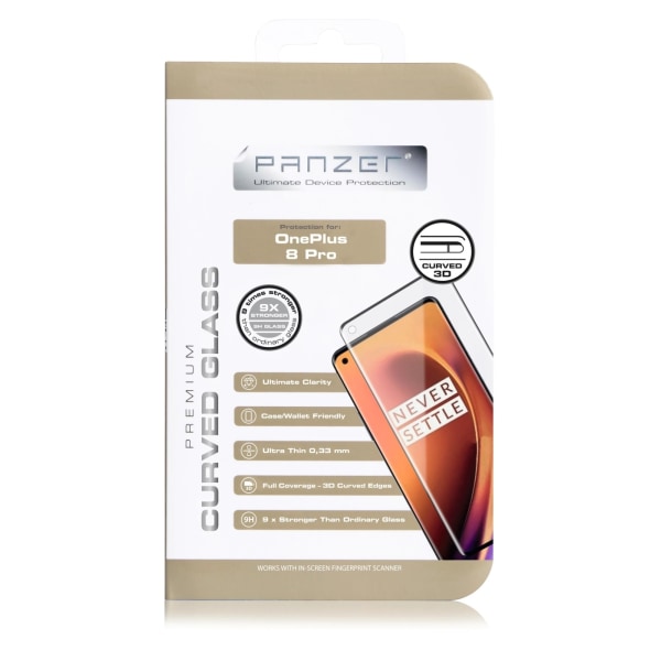 panzer OnePlus 8 Pro Curved glass AR, Black Transparent,Svart
