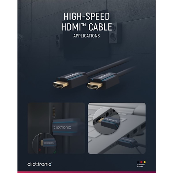 ClickTronic Höghastighets HDMI™-kabel Premiumkabel | 1x HDMI™-kontakt  1x HDMI™-kontakt | 12,5 m | UHD 4K @ 30 Hz