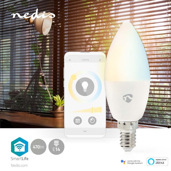 Nedis SmartLife LED-Lampor | Wi-Fi | E14 | 470 lm | 4.9 W | Varm till cool vit | 2700 - 6500 K | Android™ / IOS | Ljus | 1 st