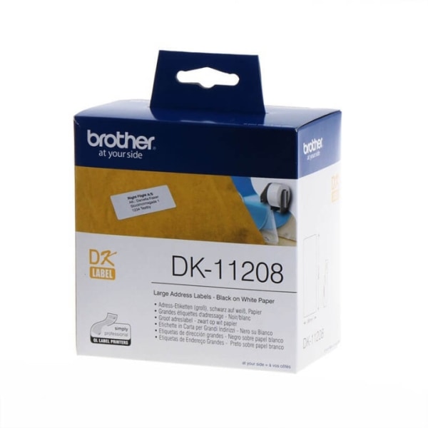 Brother Labels DK11208 38x90mm Sort på Hvid
