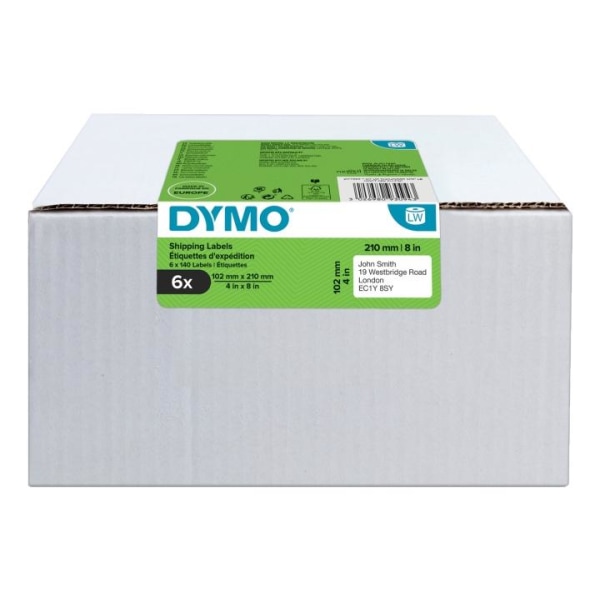 Dymo® LabelWriter 102x210mm, Vit, 6 Rullar x140 Etiketter