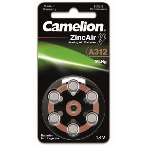 Camelion no 312 för hörapparater, 6-pack, bäst före 2024-01