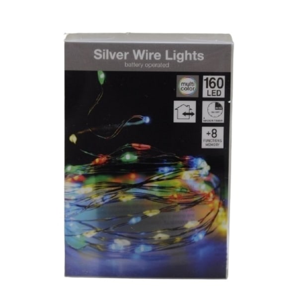 Silver Wire 160 LED string lights, RGB, 8m