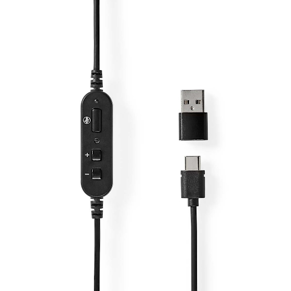 Nedis PC headset | On-Ear | Stereo | USB Type-A / USB Type-C™ | Vikbara Mikrofon | Svart