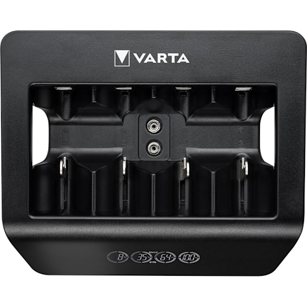 Varta LCD Universal Charger+ (type 57688) oplader 1x 9 V-batteri eller op til 4x AA-batterier, AAA-batterier, C- eller D-batterier (NiMH) samtidigt
