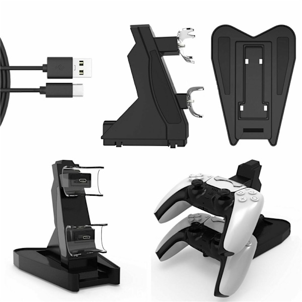 Stativ med opladning til 2 x PS5-kontrol