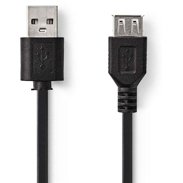 USB-kabel | USB 2.0 | USB-A Han | USB-A Hun | 5.5 W | 480 Mbps | Nikkelplateret | 2.00 m | Runde | PVC | Sort | Mærke