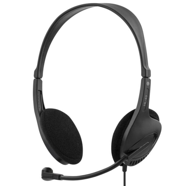 DELTACO headset, sluten, 32 Ohm, 2,3m kabel, svart (HL-43) Svart