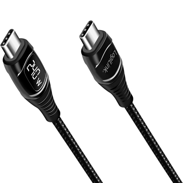 LogiLink USB-C - USB-C-kabel med display 100W 1 m Svart