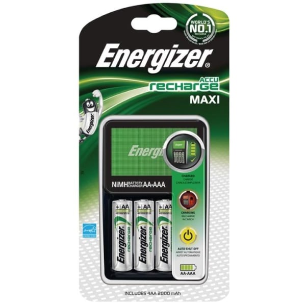 Energizer Maxi laddare + 4 AA 2000 mAh batterier (638582)