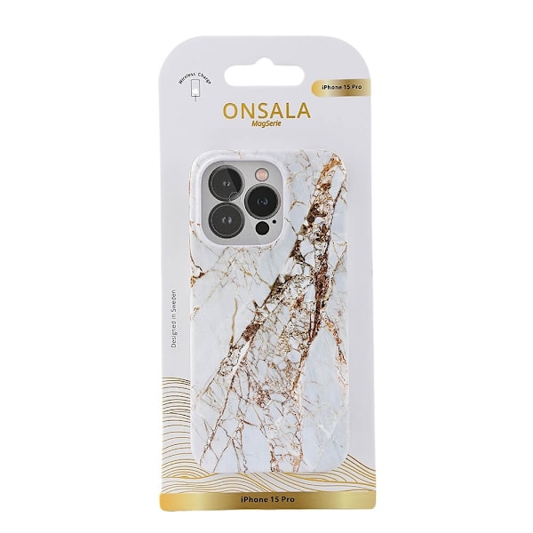 Onsala Mobilcover MagSeries White Rhino Marble - iPhone 15 Pro Vit