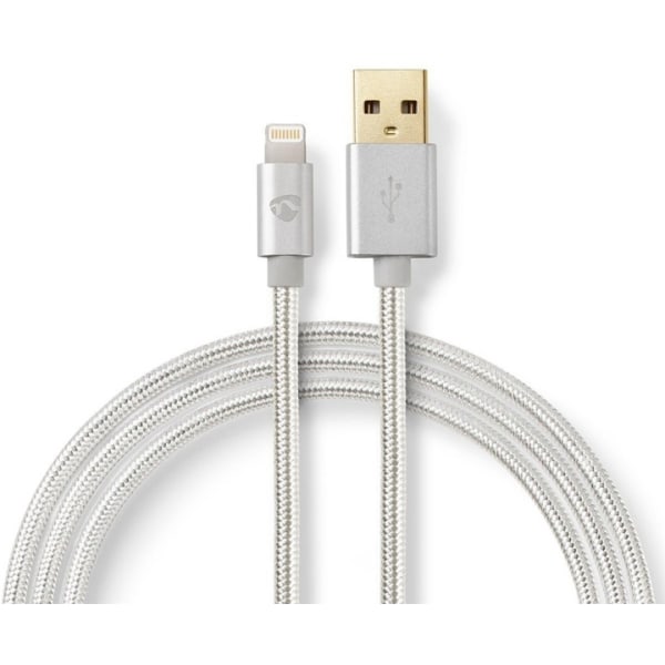 Nedis Lightning Kabel | USB 2.0 | Apple Lightning, 8-stifts | USB-A Hane | 480 Mbps | Guldplaterad | 3.00 m | Rund | Flätad / Nylon | Aluminium | Kart