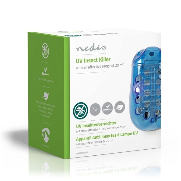 Nedis Mosquito Stop ljusfälla | 1 W | Lamptyp: Lysdiodlampa | Effektiv räckvidd: 20 m² | Blå / Vit