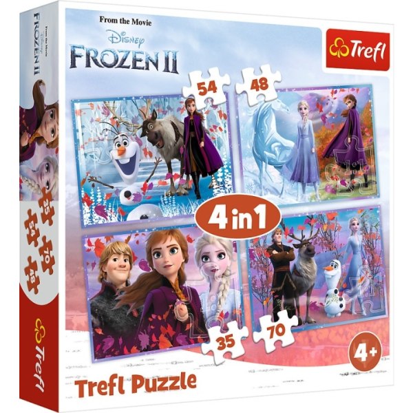 TREFL Frozen 2, 4 i 1 puslespil, 35+48+54+70 brikker