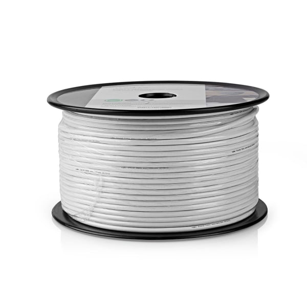 Nedis Coax Kabel På Rulle | RG6T | 75 Ohm | Dobbelt afskærmet | ECA | 100.0 m | Coax | PVC | Hvid | Rulle