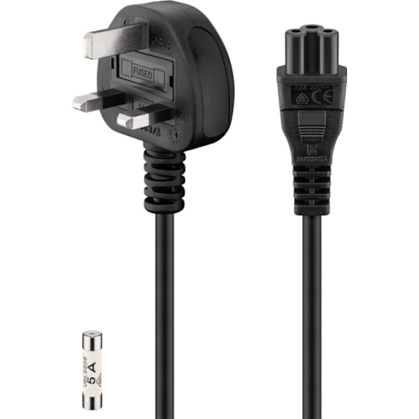 Goobay UK - Tilslutningskabel til enhed, 1,8 m, sort UK 3-polet stik (type G, BS 1363) > apparatudtag C5