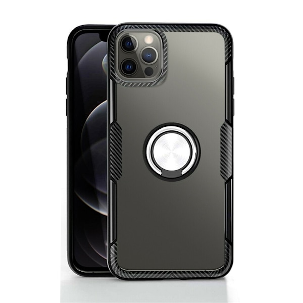 Skal med ringhållare till iPhone 12 mini, Transparent/Svart Svart