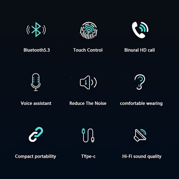 ET03 True Wireless Bluetooth -kuulokkeet, musta Svart