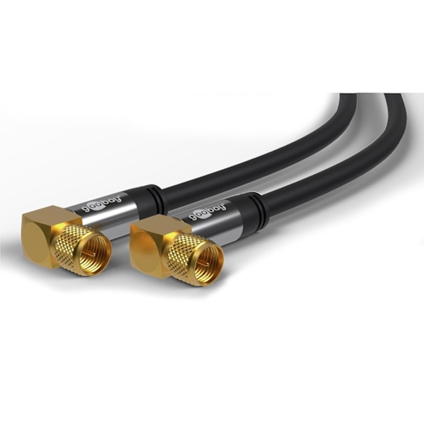 Goobay SAT-antennekabel (135 dB), 4x afskærmet guldbelagt, F-stik 90° > F-stik 90°, 1 m