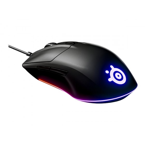 SteelSeries Rival 3 Optisk Kabling Sort Sort