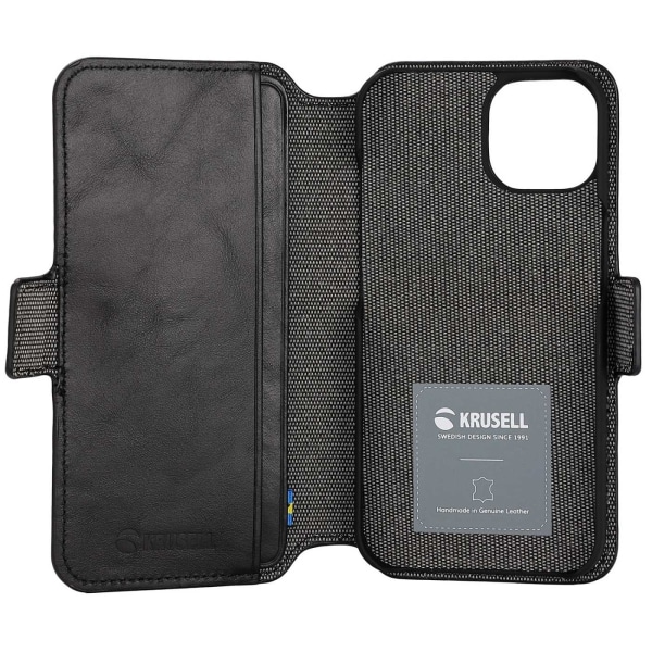 Krusell Leather Phone Wallet iPhone 14 Svart Svart