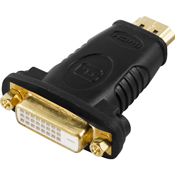 DELTACO HDMI-adapter, HDMI 19-pin hane till DVI-D hona, guldpläterad (HDMI-10)