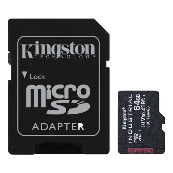 kingston 64GB microSDXC Industrial C10 A1 pSLC Card + SD Adapter