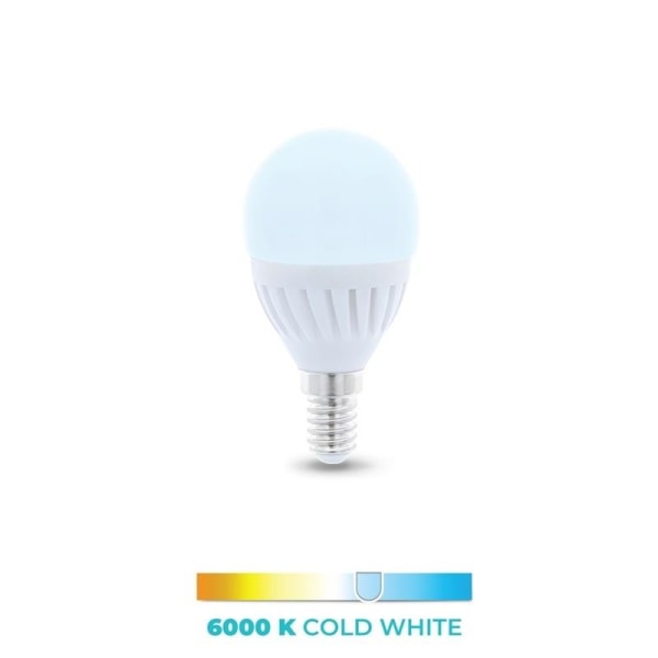 LED-Lampa E14, G45, 10W, 230V, 6000K, Keramisk, Kallvitt