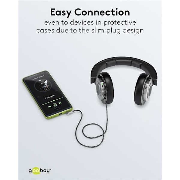 Goobay Lydforbindelseskabel AUX, 3,5 mm stereo, 90°, 0,5 m, Shar
