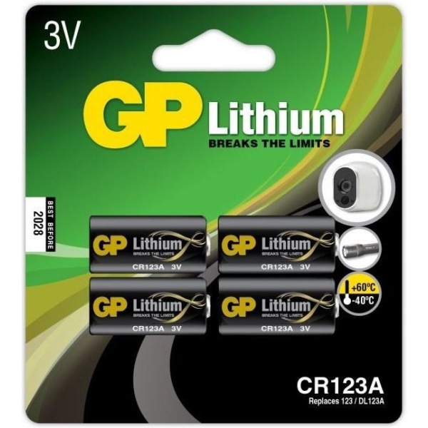 GP Litiumbatteri, CR123A, 4-pack