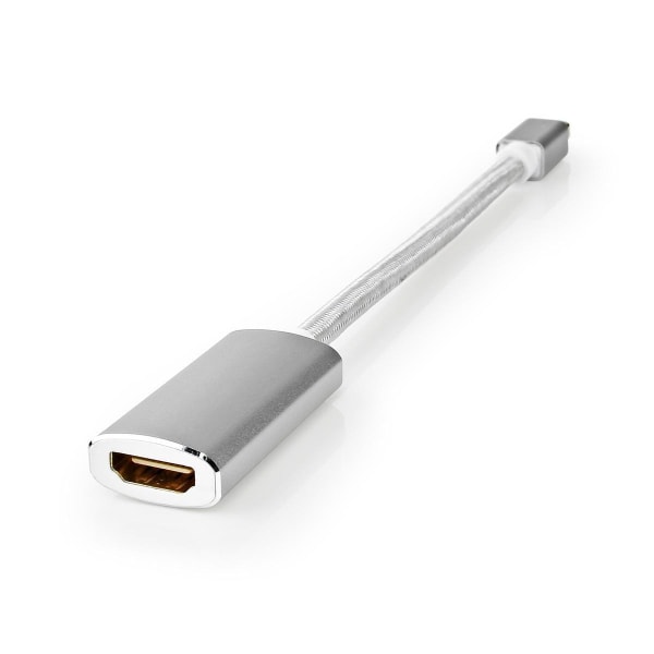 Nedis Mini DisplayPort kaapeli | DisplayPort 1.2 | Mini DisplayPort Uros | HDMI™ Ulostulo | 21.6 Gbps | Kullattu | 0.20 m | Pyöreä | Punottu | Hopea |