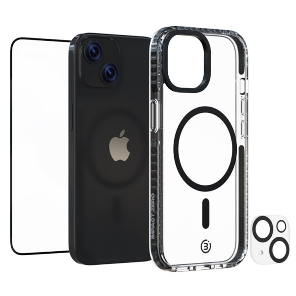 Impact Zero mobilskal 3in1-set kompatibel med Apple iPhone 15 Pl Transparent