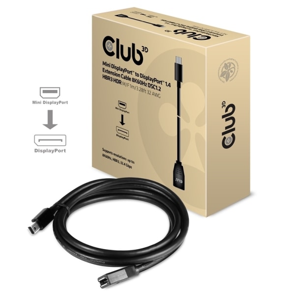 CLUB3D cac-1121 1 m Mini DisplayPort DisplayPort Svart