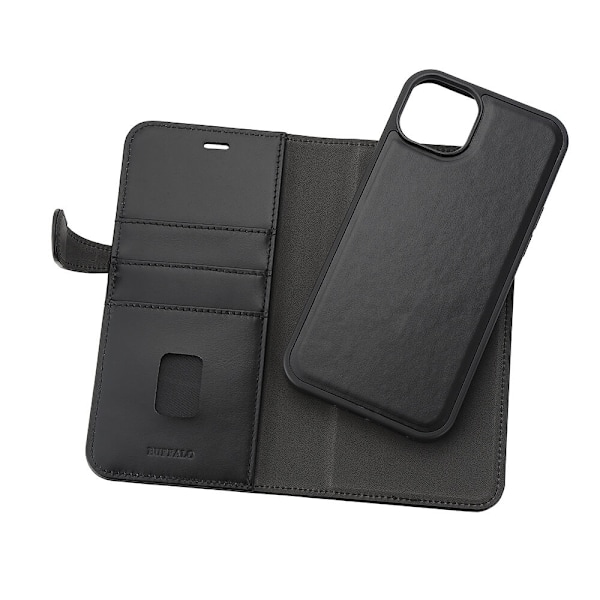 Buffalo Wallet 2-i-1 3 Kort MagSeries Sort - iPhone 15 Plus Svart