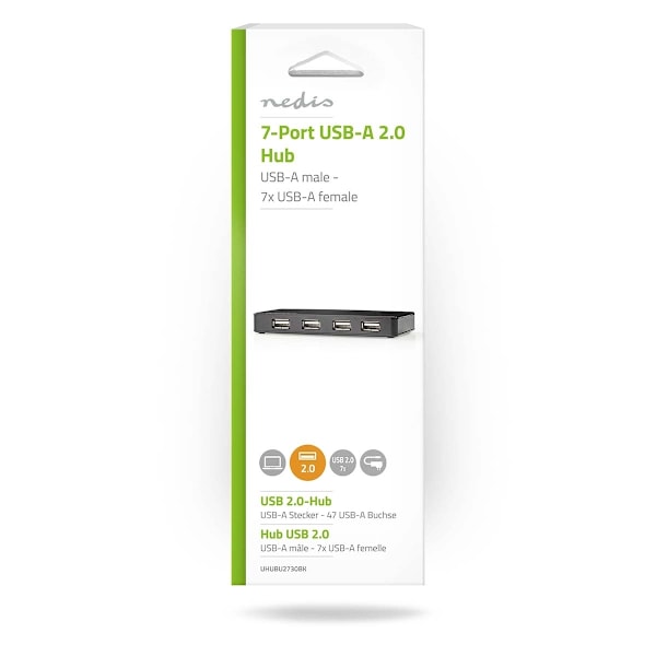 Nedis USB-hubb | USB A-Hane | USB-A Hona | 7-port port(s) | USB
