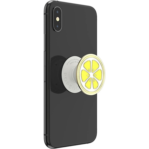 PopSockets Enamel Lemon Slice Yellow Irrotettava Grip Telinetoiminnolla Premium