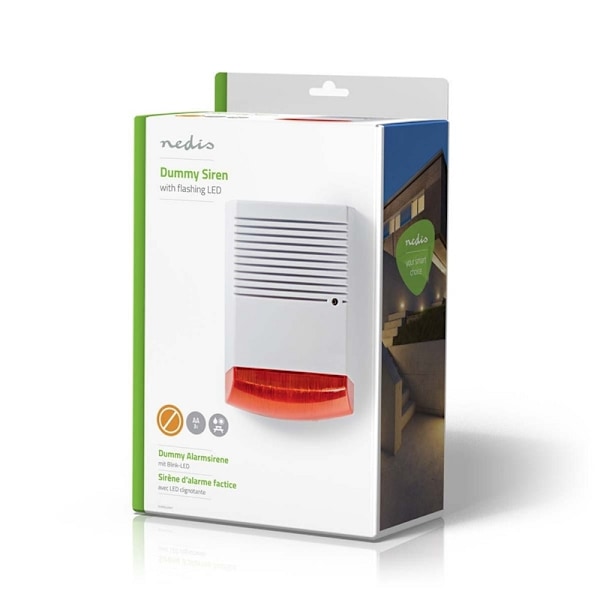 Nedis Dummy Security Sirene | IP44 | Batteri | Udendørs | Hvid / Orange