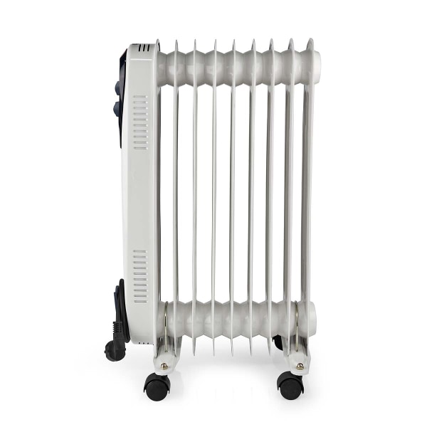 Nedis Mobil Olie Radiator | 800 / 1200 / 2000 W | 9 Finner | Justerbar termostat | 3 Varmeindstillinger | Fald over beskyttelse | Hvid