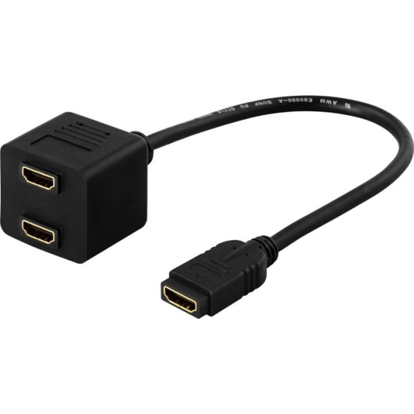 DELTACO HDMI-adapter, 1xHDMI ho till 2xHDMI ho, 19-pin (HDMI-13)