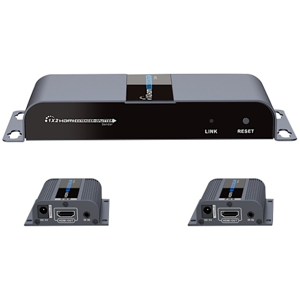LKV712 HDMI-vahvistin ja -jakaja, 1x2, toimii Ethernet-kaapelilla, 40m